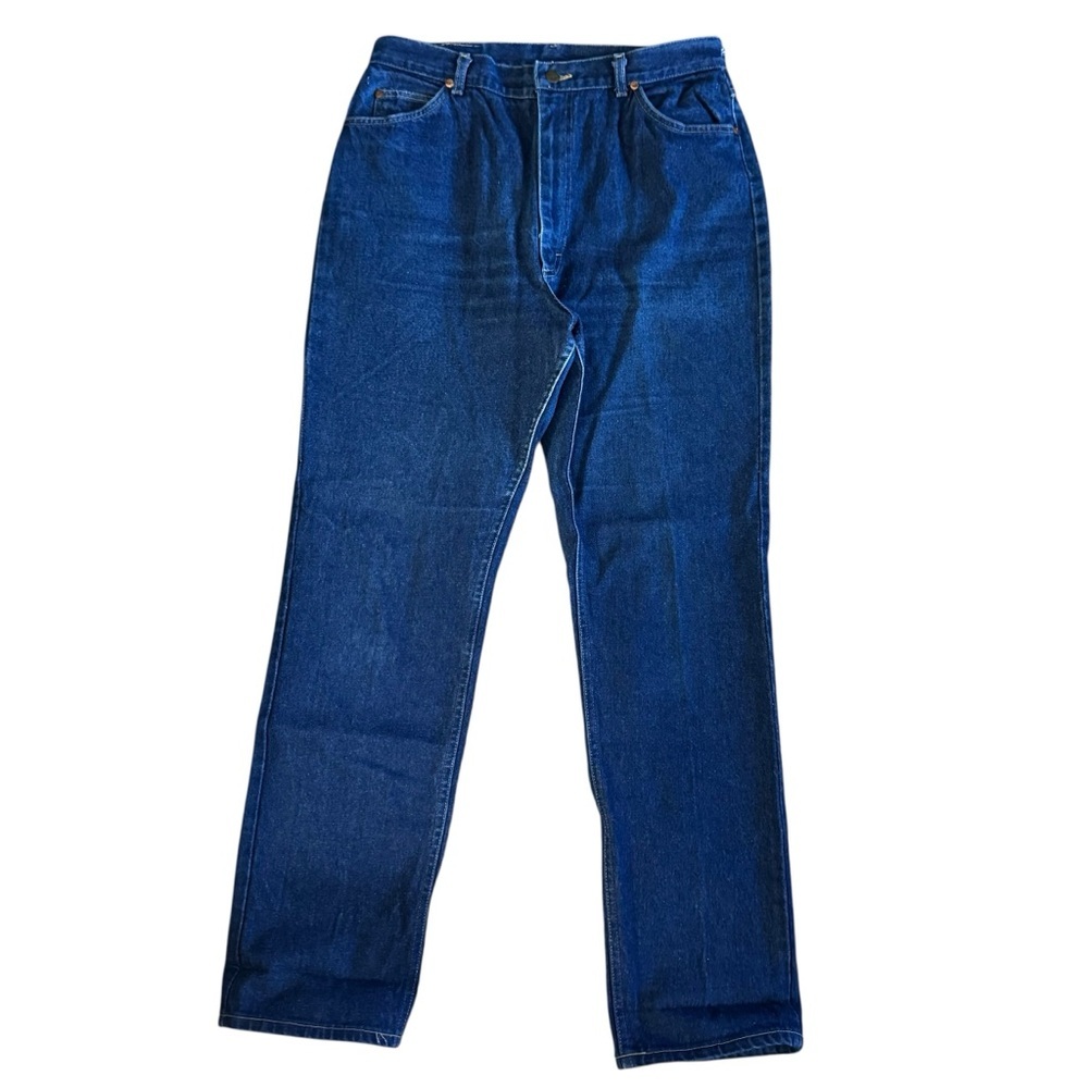 Vintage Lee USA Womens 18 Long High Rise Straight Leg Denim Jeans Dark Wash